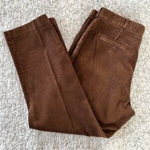 Stag Hill Men's Brown Corduroy 38x30 Trousers Vintage Grandpa Flat Front